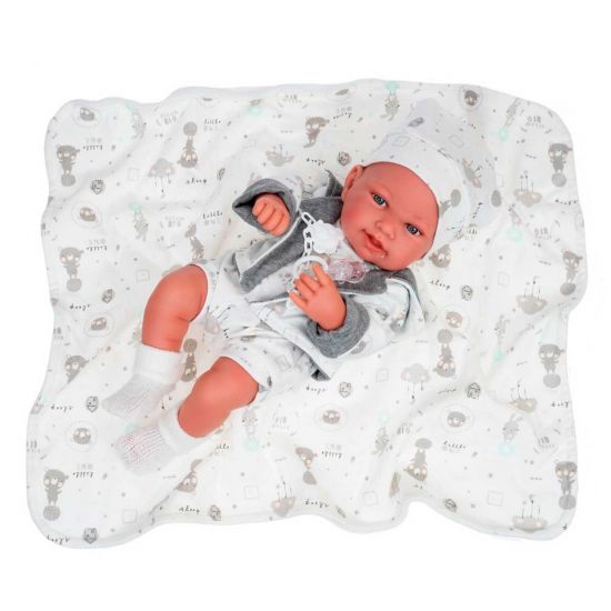 Лялька-немовля Antonio Juan 5083 Pipo в сірому 42 см