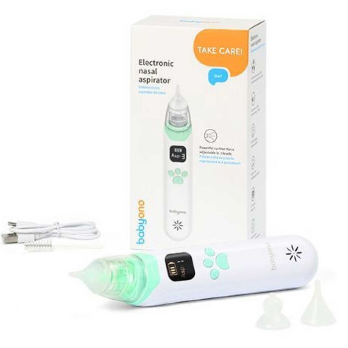 Аспиратор для носа электронный BabyOno 1470 с LCD-экраном и мелодиями