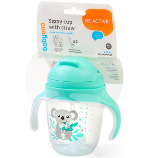 Поильник-непроливайка BabyOno с соломкой, 240 мл Поильник-непроливайка BabyOno с соломкой, 240 мл