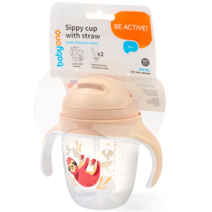 Поильник-непроливайка BabyOno с соломкой, 240 мл Поильник-непроливайка BabyOno с соломкой, 240 мл