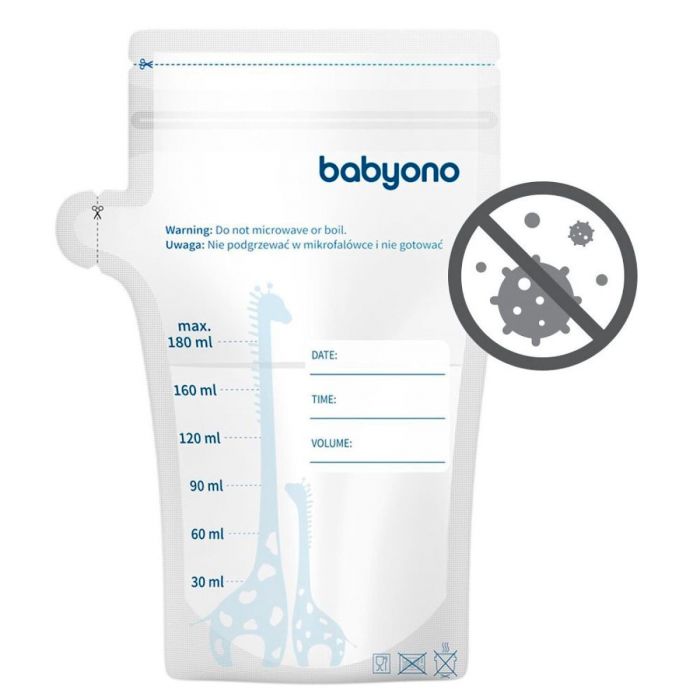 Пакеты для хранения грудного молока 180 мл, BabyOno 1084 (30 шт) Пакеты для хранения грудного молока 180 мл, BabyOno 1084 (30 шт)