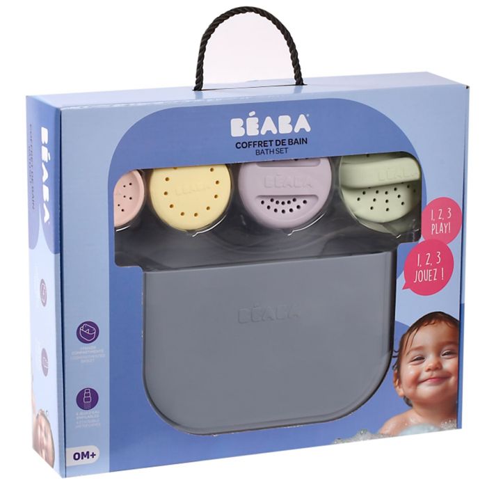 Набор для купания Beaba: игрушки и корзина силиконовые разноцветные