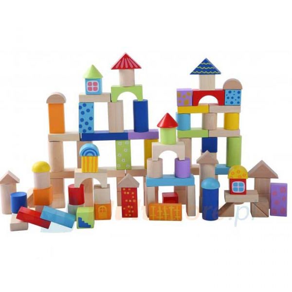 Деревянный конструктор блоки + сортер EcoToys 2007 100 шт