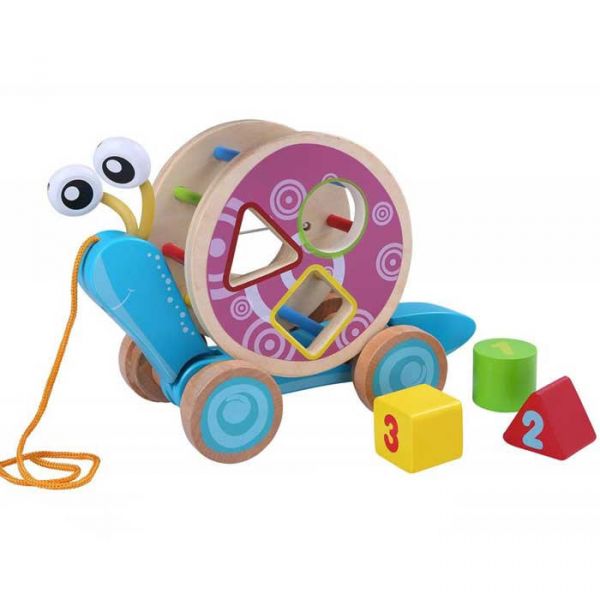 Деревянная улитка – сортер на шнурке EcoToys 2206