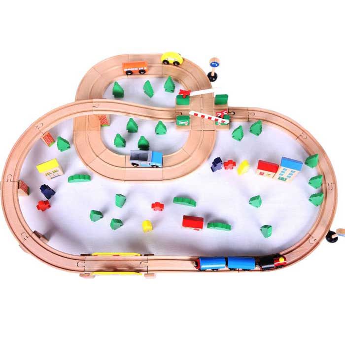 Дерев'яна залізниця 75 елементів EcoToys HJD93940