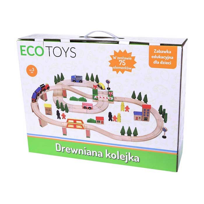 Дерев'яна залізниця 75 елементів EcoToys HJD93940