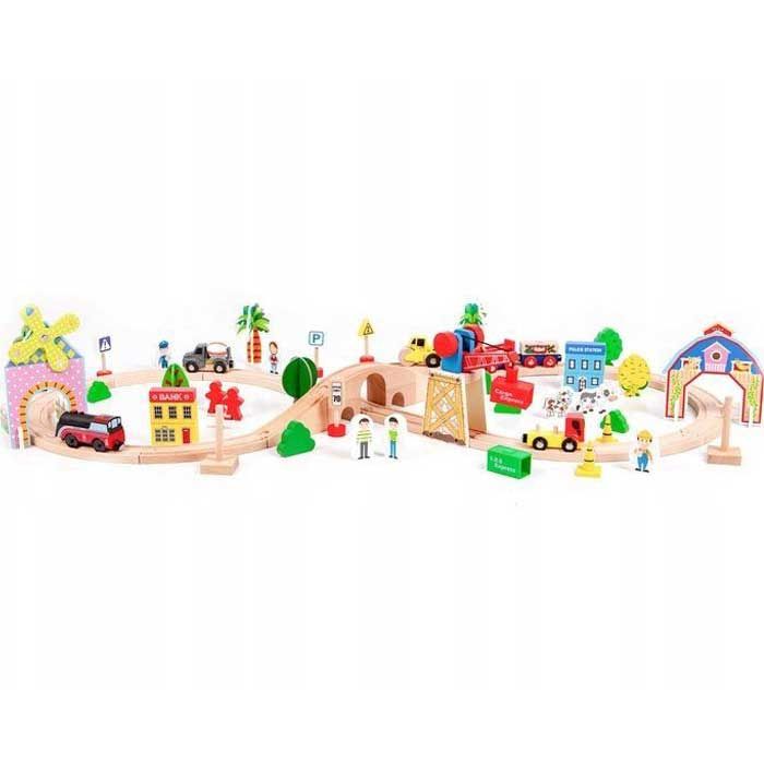 Дерев'яна залізниця на батарейках EcoToys HM008999 78 елементів