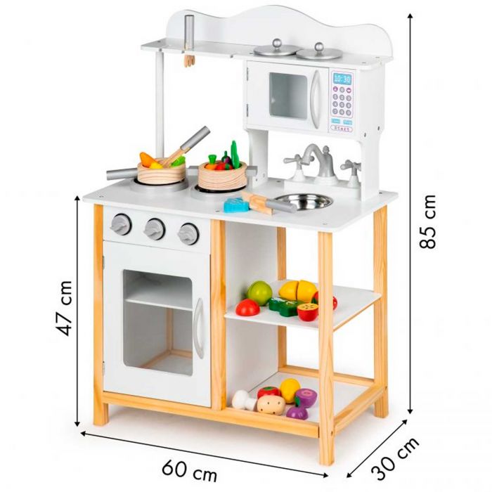 Дерев'яна кухня з аксесуарами EcoToys TK040A White