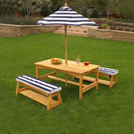 Деревянный столик со скамейками и зонтом Kidkraft 00106