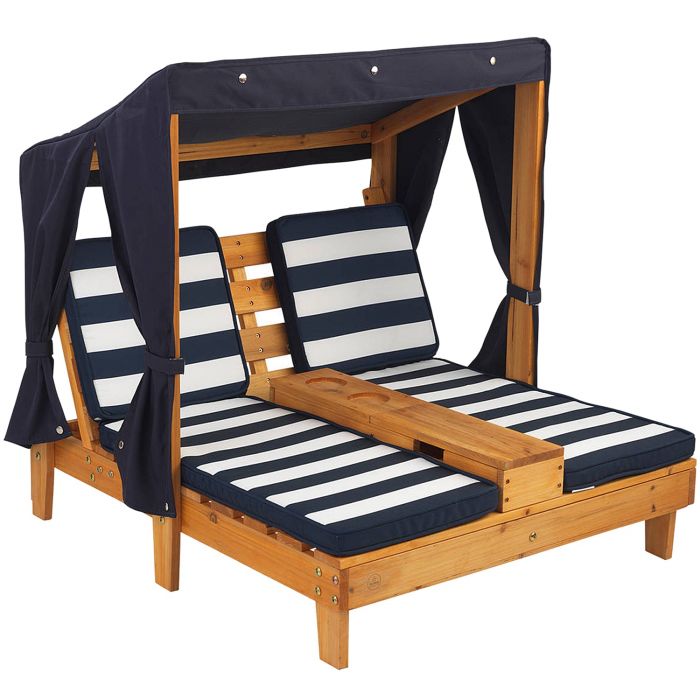 Детский двойной шезлонг с навесом KidKraft 00524 Honey & Navy