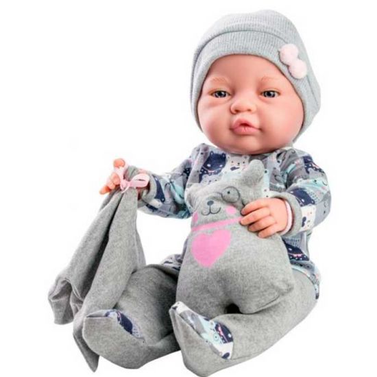 Кукла–пупс Paola Reina 05182 Бэби с одеяльцем и подушкой-медвежонок 45 см