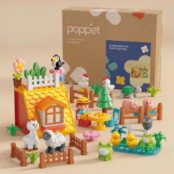 Розвиваючий конструктор Poppet «Весела Ферма», 65 елементів