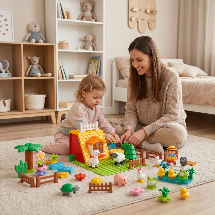 Развивающий конструктор Poppet «Веселая Ферма», 65 элементов