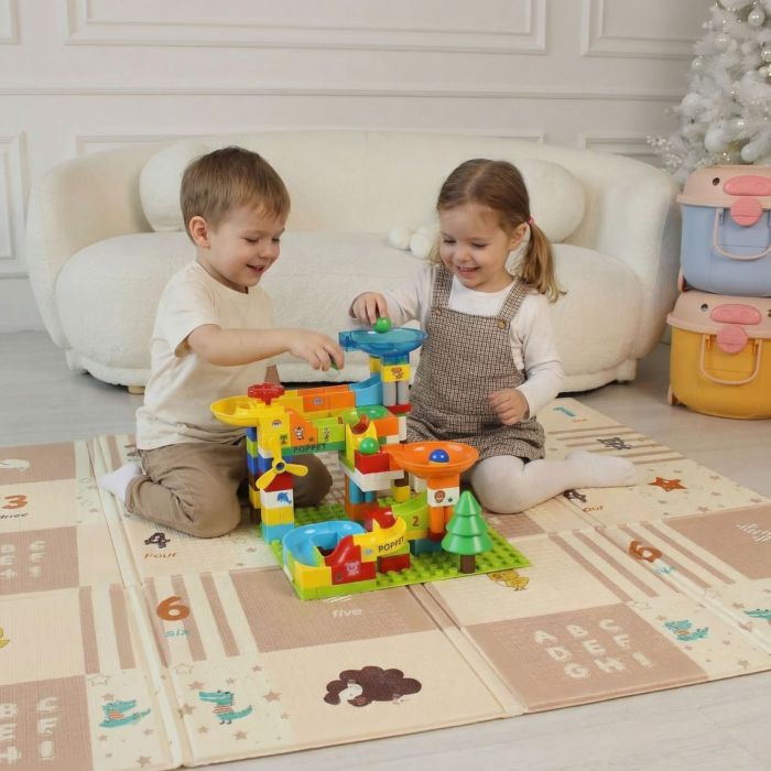 Развивающий конструктор Poppet «Крутые виражи с горкой», 100 элементов с пластиной