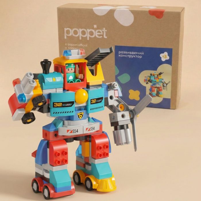 Развивающий конструктор Poppet «Мега-робот трансформер», 172 элемента