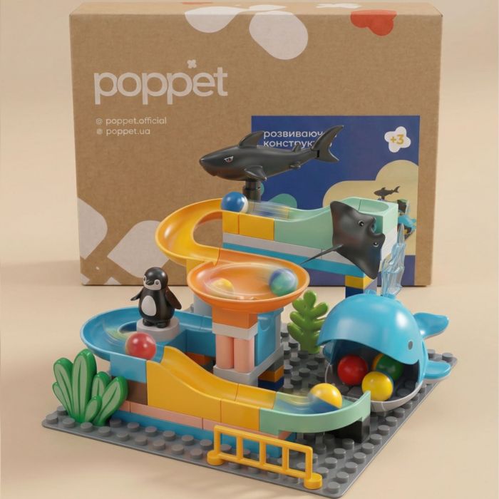 Развивающий конструктор Poppet «Морские приключения с горкой», 72 элемента