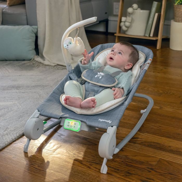 Шезлонг Ingenuity Bright Starts 16854 Chambray з технологією Happy Belly