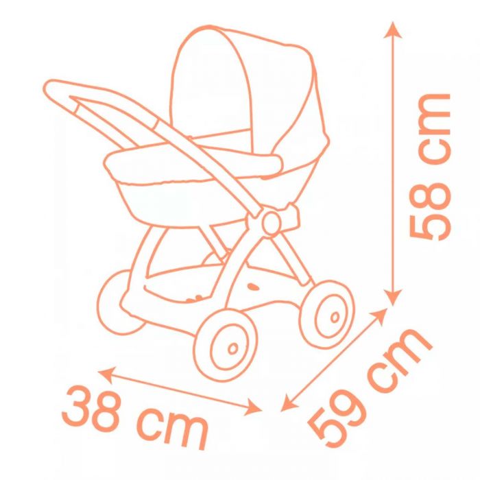 Коляска для ляльок Smoby Baby Nurse Теракотова пудра люлька з кошиком