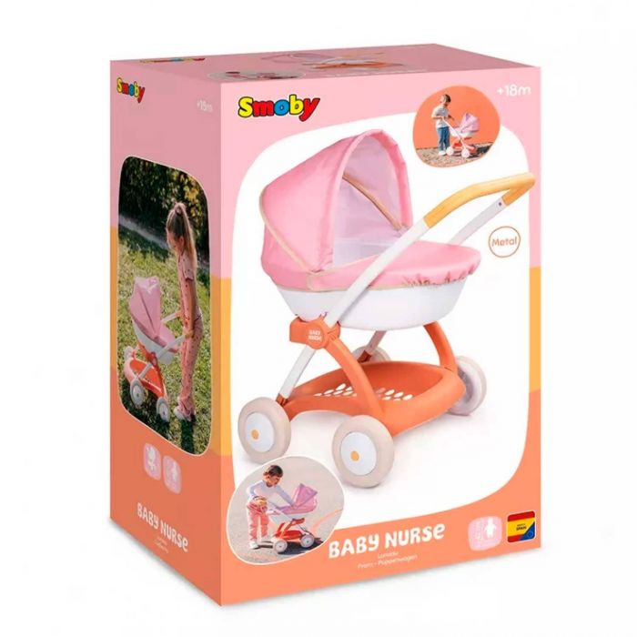 Коляска для ляльок Smoby Baby Nurse Теракотова пудра люлька з кошиком
