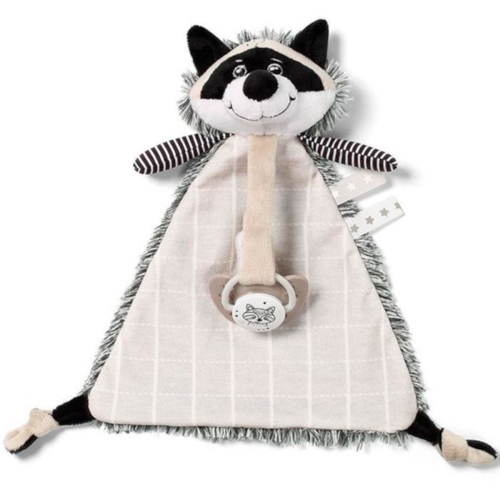 Игрушка-обнимашка Енот Роки BabyOno 747 с держателем для пустышки