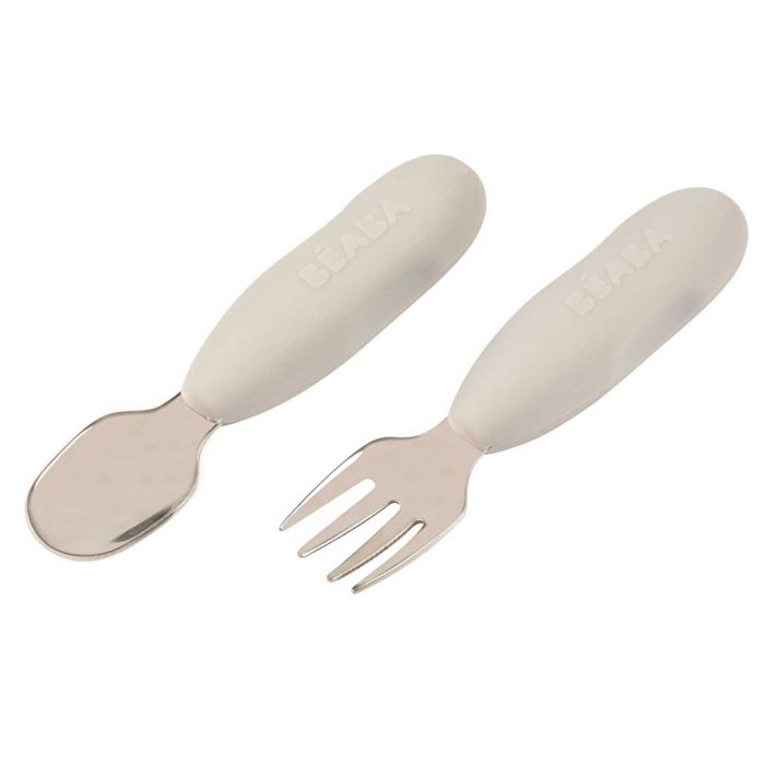 Набір ложка та вилка Beaba металеві 10+